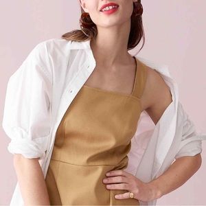 J CREW Squareneck A-line Dress in Gramercy Twill 10 Light Cappuccino Suiting